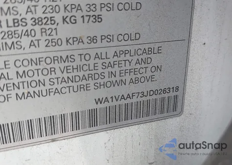 2018 Audi Q7 3.0T Premium from USA, damaged, VIN WA1VAAF73JD026318